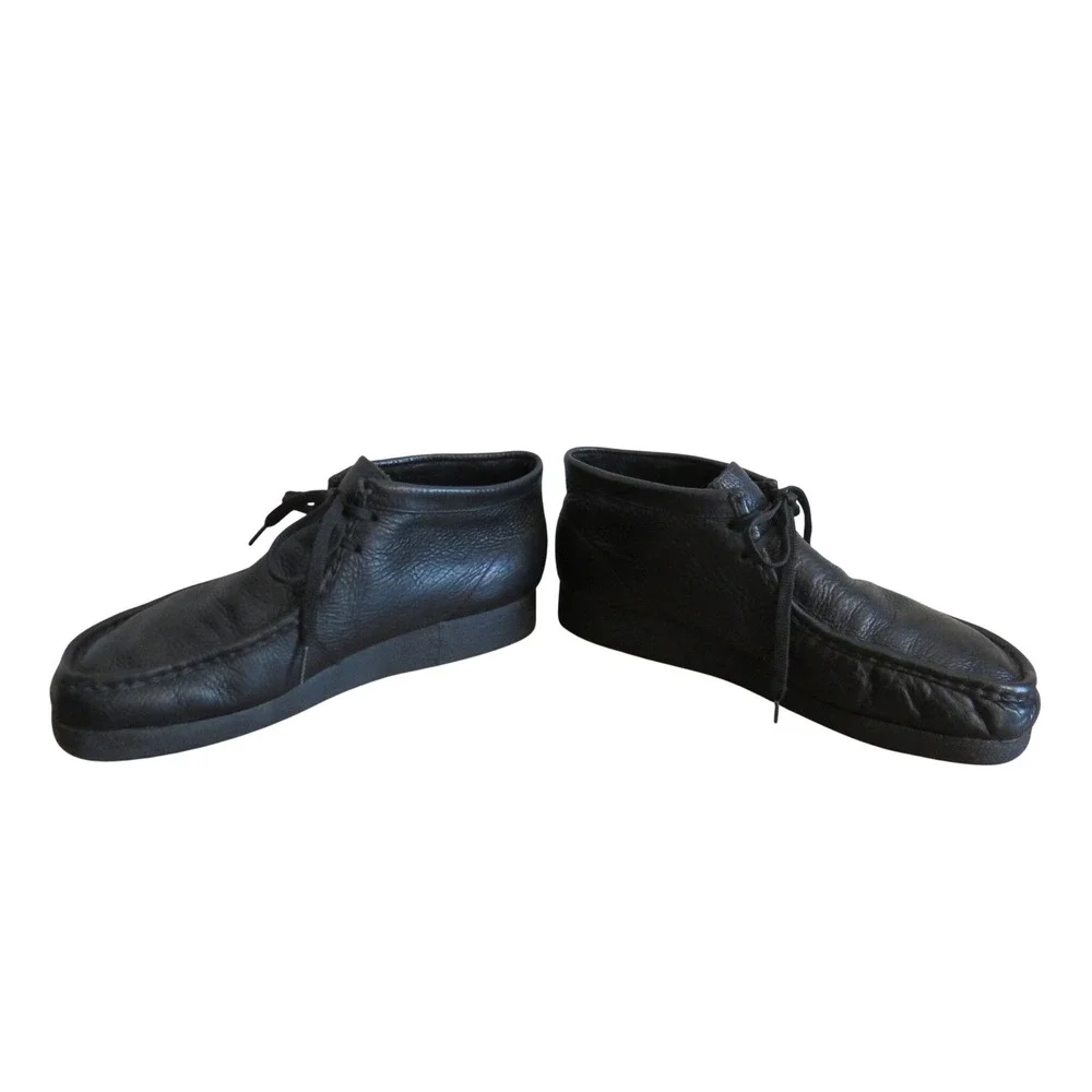Clarks Stinson HI Ankle Boot Mens 12M Black Pebbled Leather Chukka Moccasin